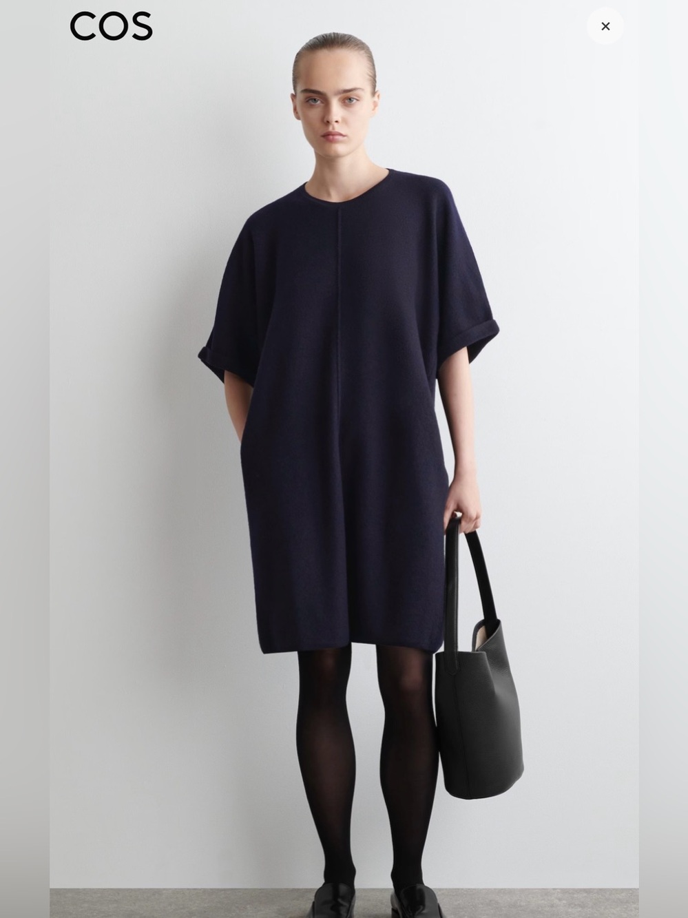 COS Sculpted Merino Wool mini dress NAVY NWT